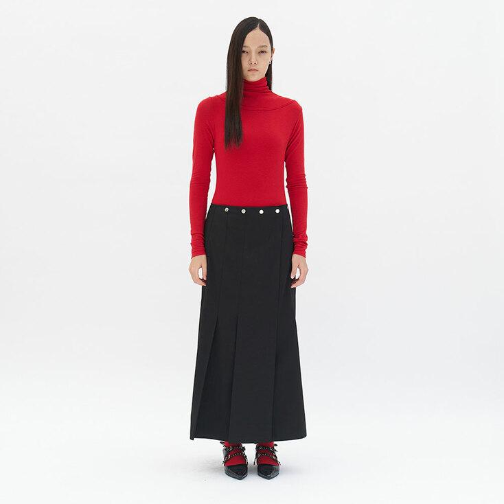 Unbalance Pleats Skirt (Black)