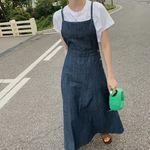 [casual&girlish mood, denim 롱 OPS]코하 데님 끈 원피스