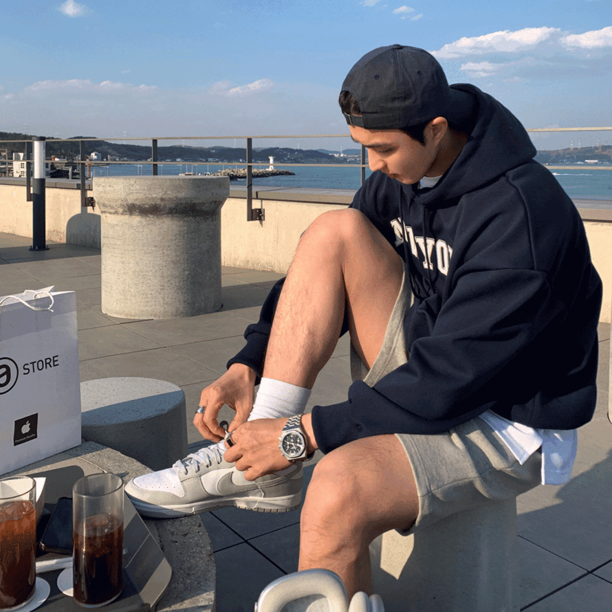 룩 글라이프 뉴욕 자수 오버핏 합포 후드티