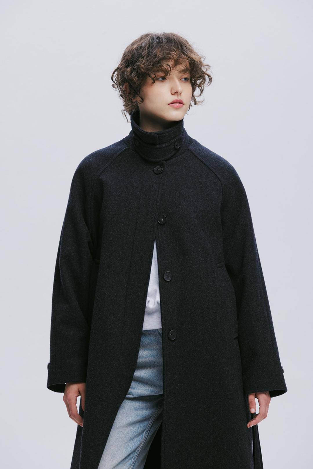 [REFURBISHED] WOOL CASHMERE BALMACAAN LIGHT COAT (CHARCOAL)