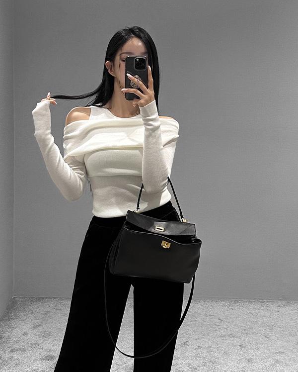 세이지 레이어드 오프숄더 니트 (*4COLOR)