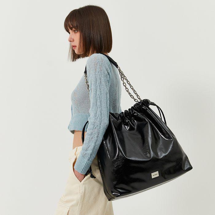 CH. TRAWSTRING BAG, BLACK