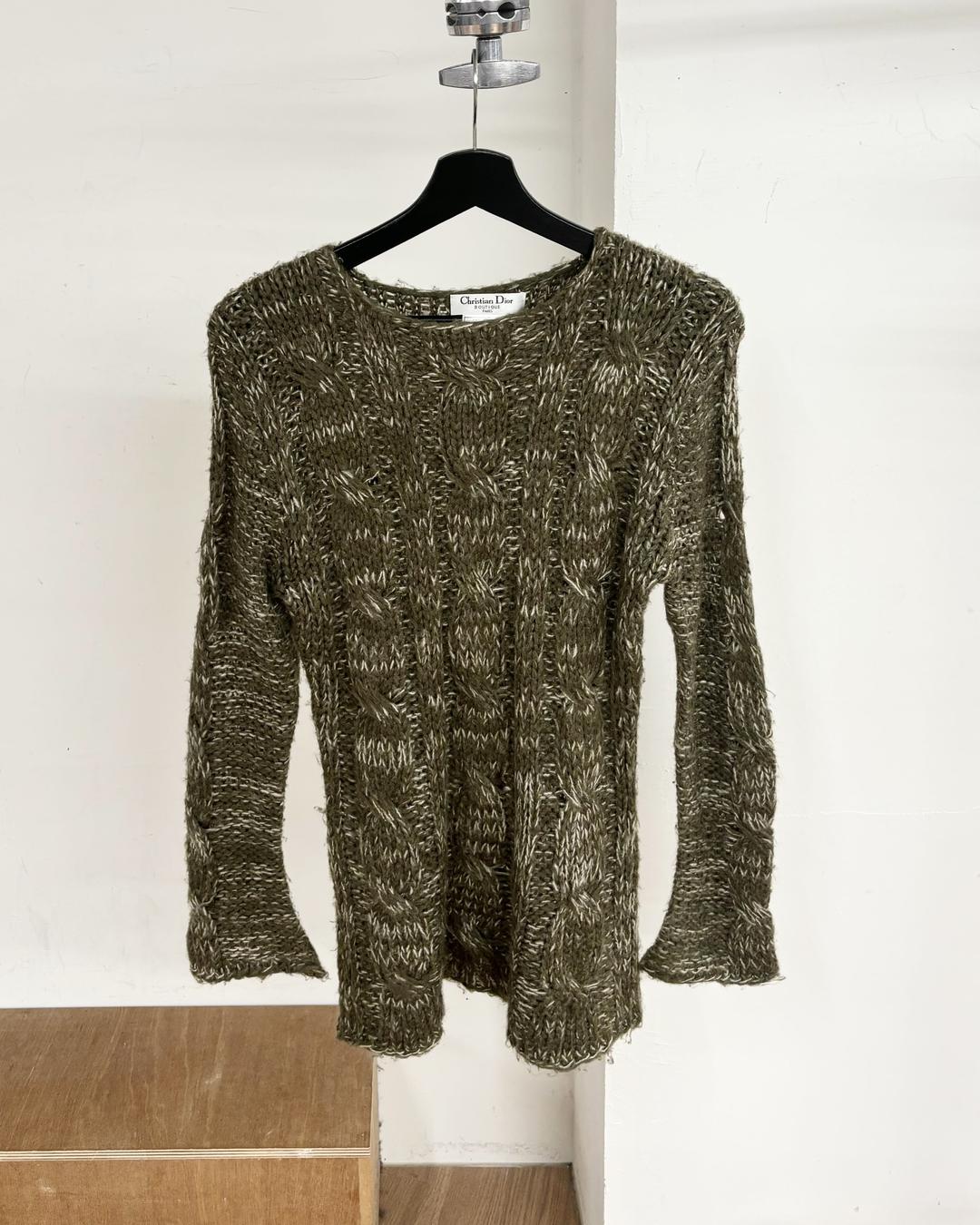 크리스찬 디올 그린 라운드넥 니트