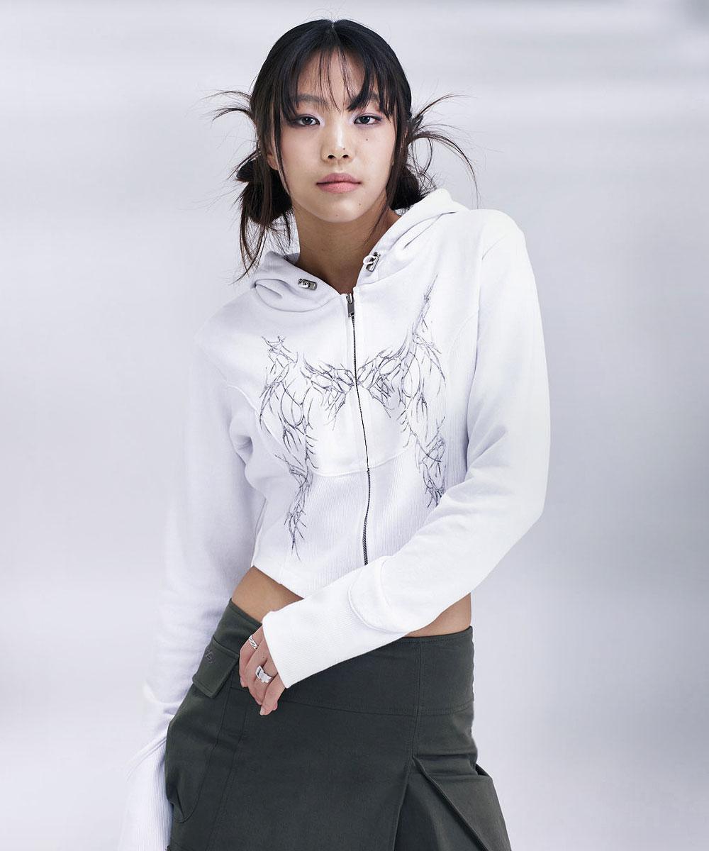 Slim hoodie zip-up (White) *10/12 예약 배송