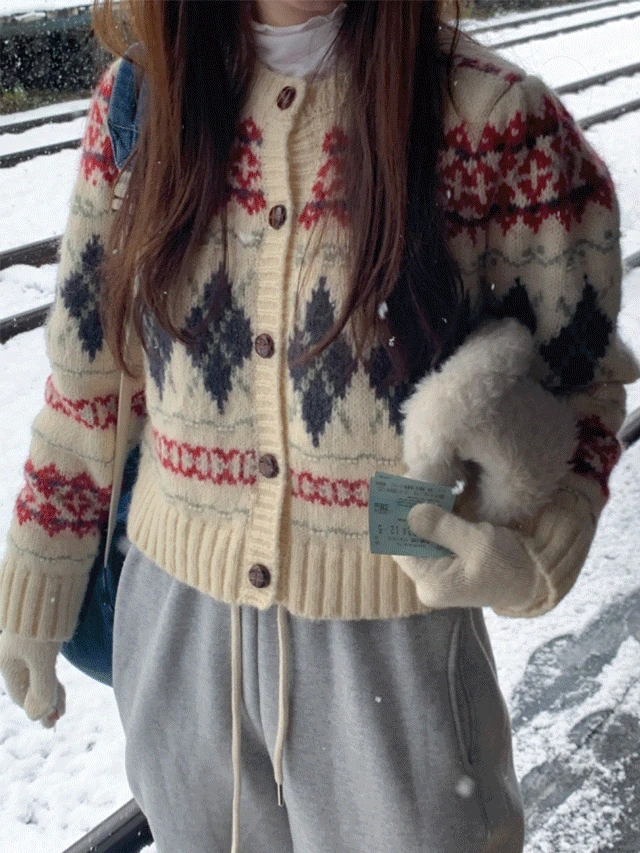 [당일출고] 코지 울 루즈핏 노르딕 니트 가디건 연말룩 (2c)