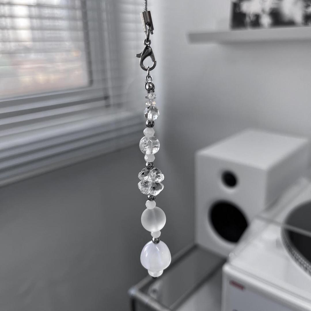 White Mushroom Clover Keyring 버섯 클로버 키링 에어팟키링 버즈키링 핸드폰고리 실버