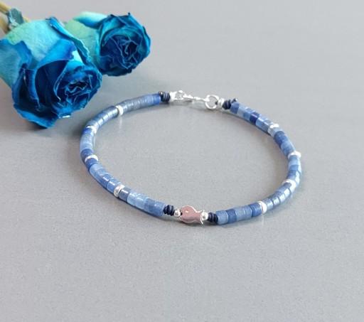 행운과 성공의 블루 아벤츄린& 실버 물고기 매듭 팔찌