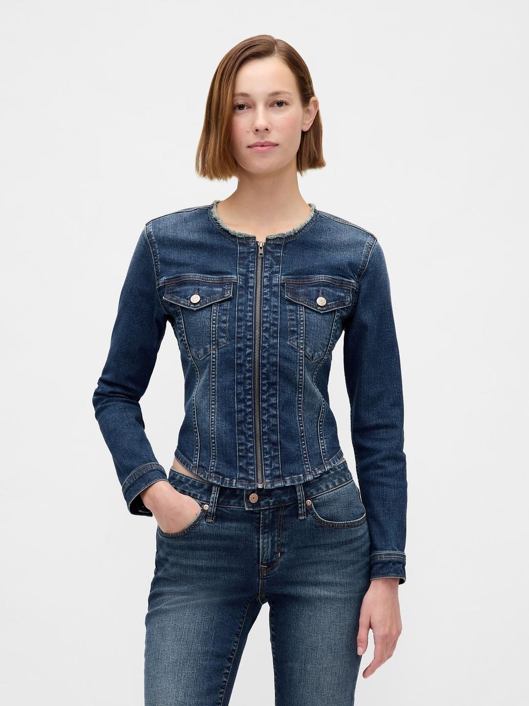 Gap Blue Denim Moto Jacket