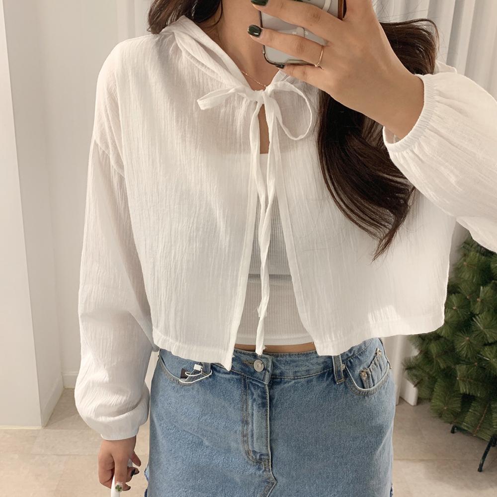 어썸하비 티오 리본 후드 가디건 A0099