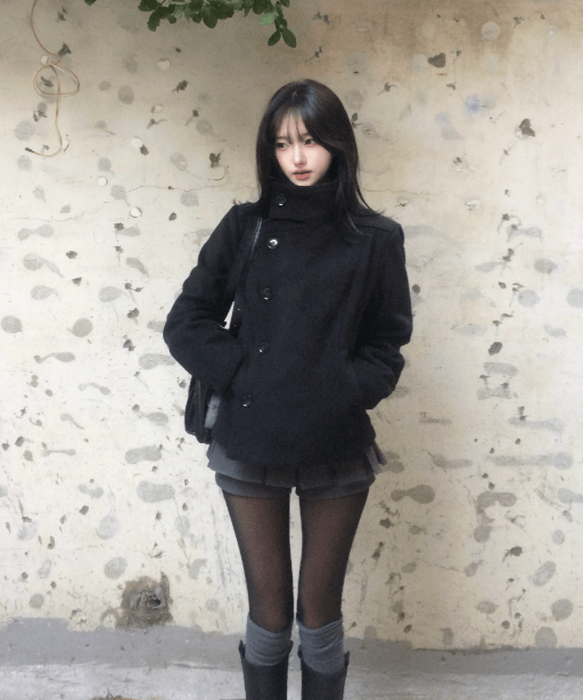 하루 [슬림핏/미소녀🖤] 하루 도쿄 하이넥 누빔 숏코트