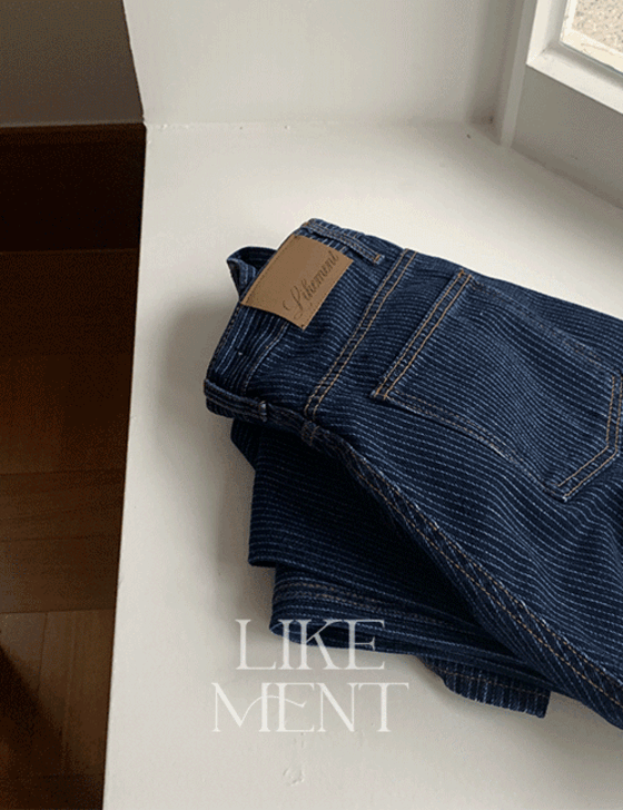 [LIKEMENT] 월터 진청 스트라이프 와이드 데님 (PT)