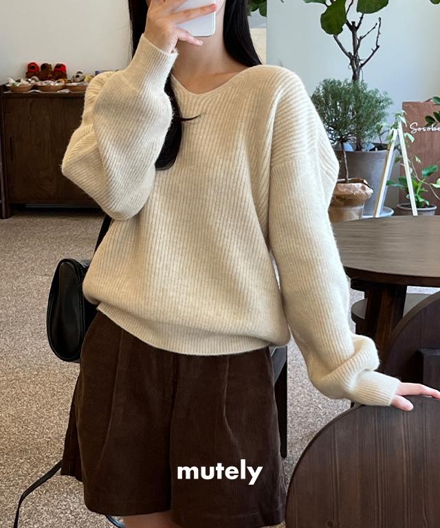 몽드 브이넥 골지 니트 (3color)