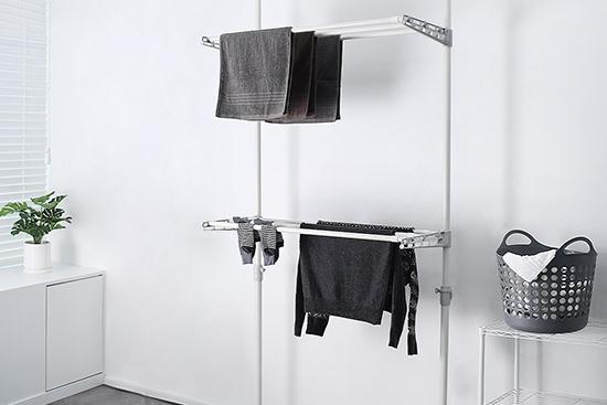 클린 폭조절 2단 베란다 다용도실 공간활용 빨래건조대