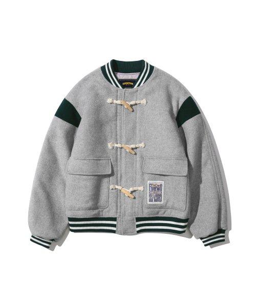 COLOR BLOCK WOOL BASEBALL JACKET [GREY]