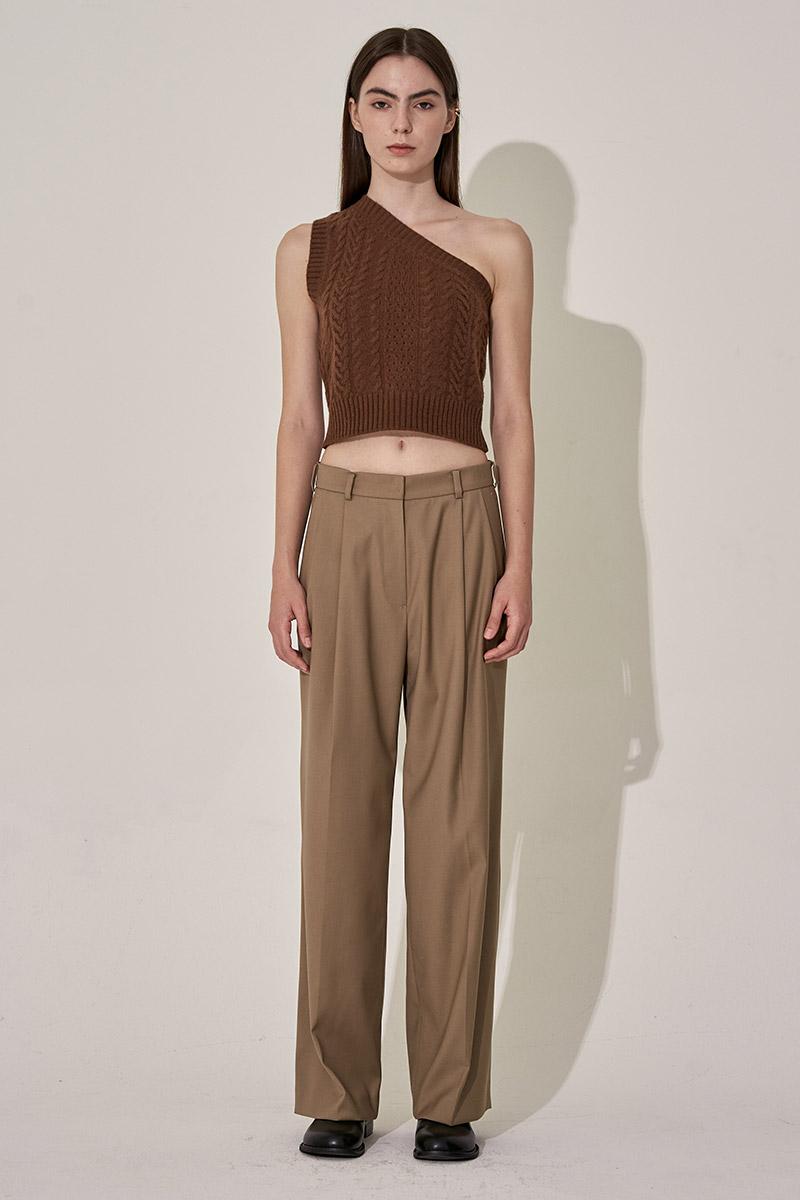 one shoulder vest (brown)