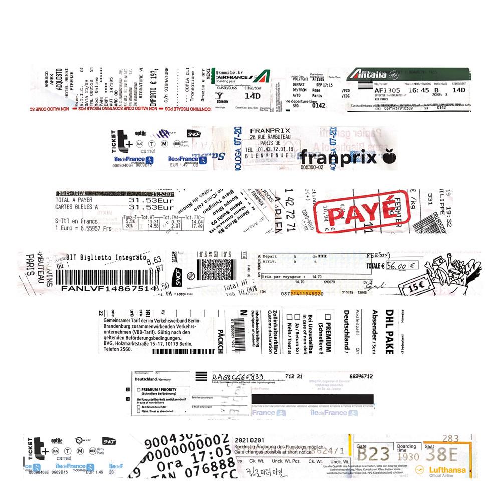 킬로미터마일 Receipts and Tickets layered together 마스킹테이프 (20mm)