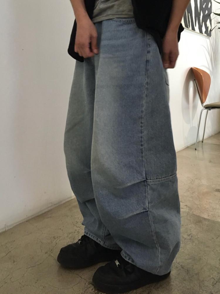 panel parachute wide denim (2color)