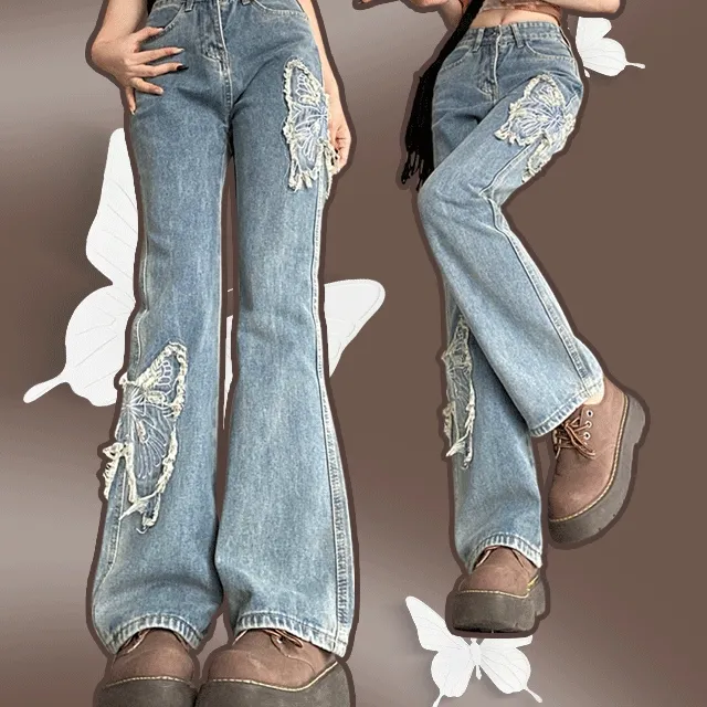 [당일배송] butterfly bootscut jeans