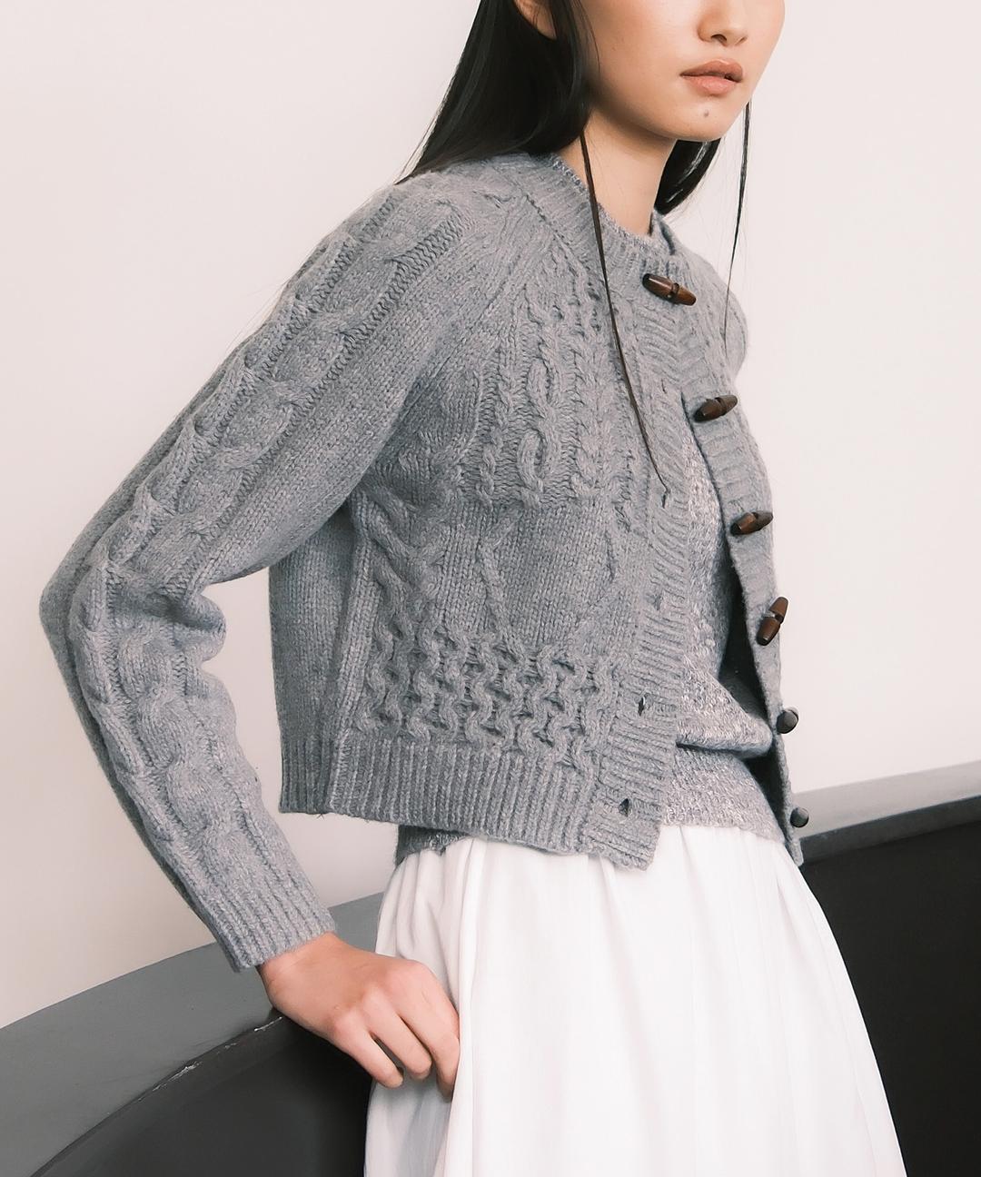 Toggle Button Knit Cardigan_Grey