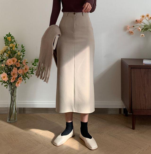 [벨트세트/핏예쁜] 베이직 뒷트임롱스커트_302호