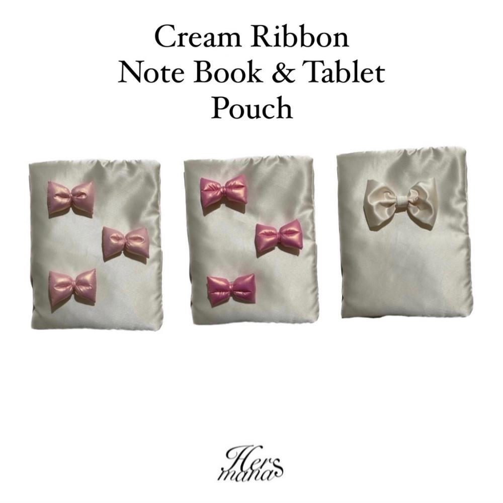 [에르마나스] 자체제작 발레코어 아이보리 리본 노트북 아이패드 갤럭시탭 테블릿 파우치