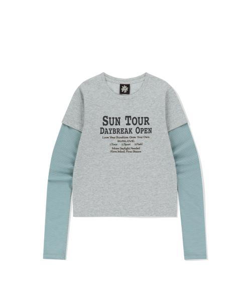 W SUN TOUR Layered L/S Tee Heather Grey
