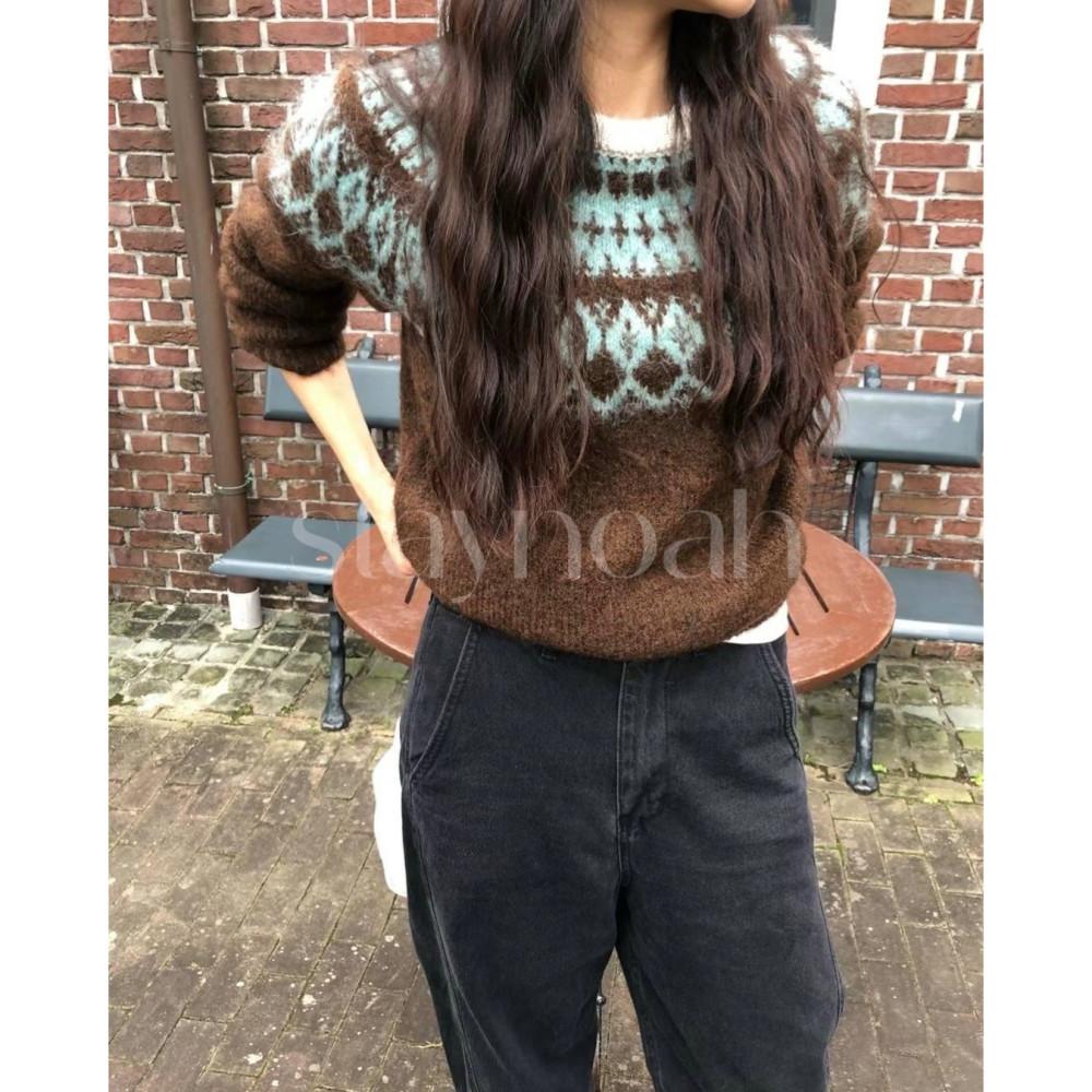 Plate 플레이트 노르딕 니트 알파카 울 겨울 패턴 nt (2c)