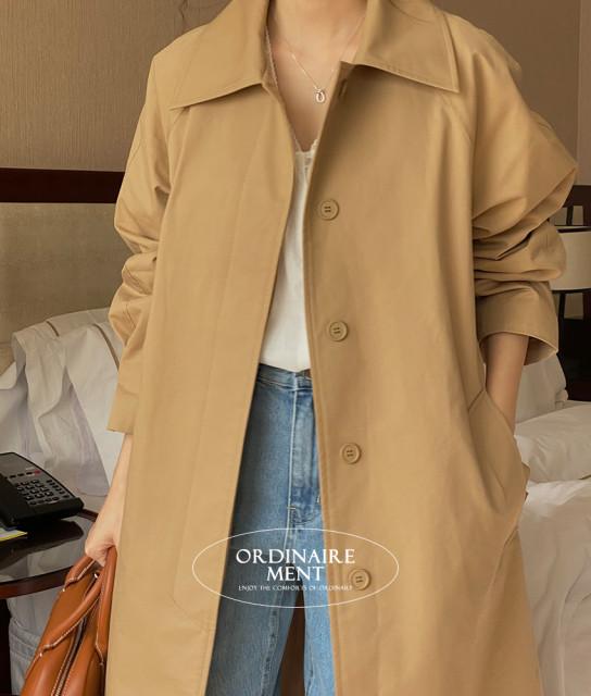 (베이지 당일발송) [OMEN made] 에디트 싱글 트렌치코트 [2color] / 싱글트렌치코트 트렌치코트 바바리코트 싱글바바리