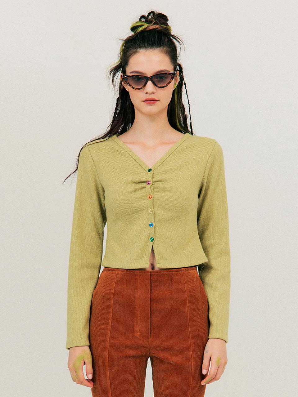 [2차 예약 배송 2월 28일 순차 출고] Button Point Cardigan_Light Green