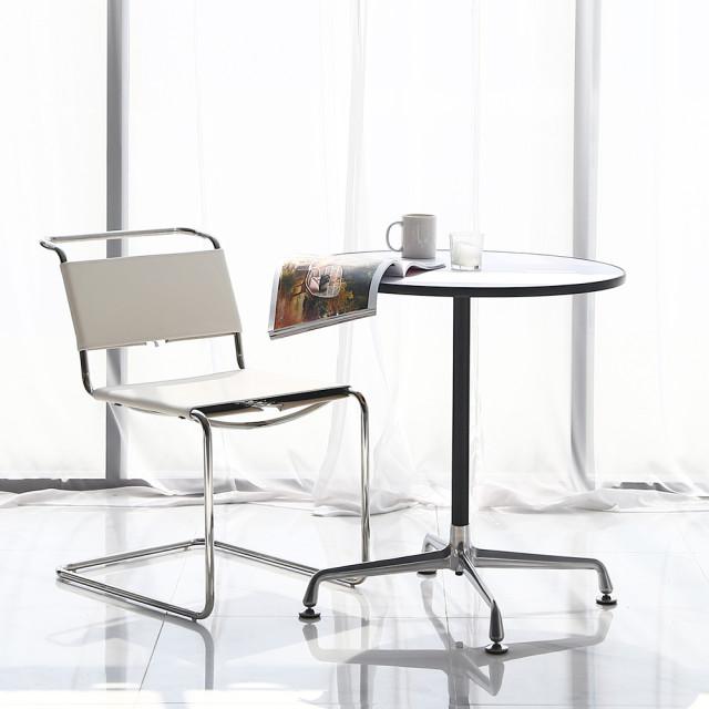 알든 가죽 캔틸레버 사이드체어 홈카페 철제 미드센츄리 모던 디자인의자