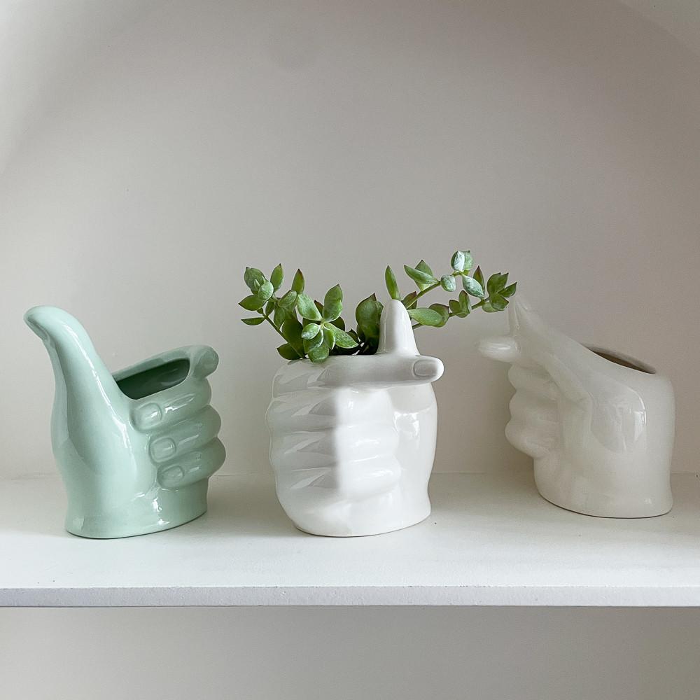 핑거 팟 디자인 베란다 분갈이 인테리어 캐릭터 도자기 화분 다육이화분