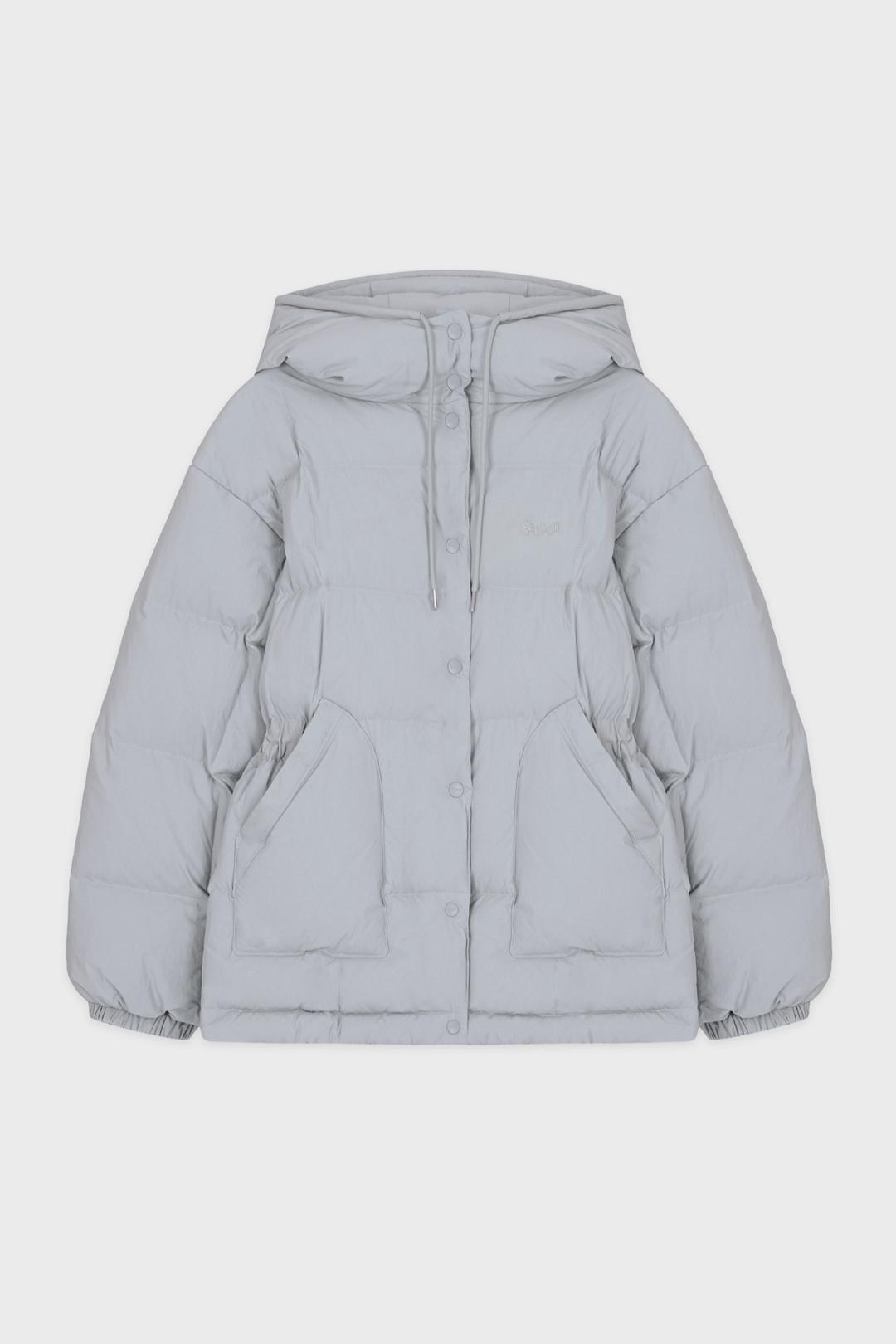 Hoodie Puffer Jacket (Greyish Blue)