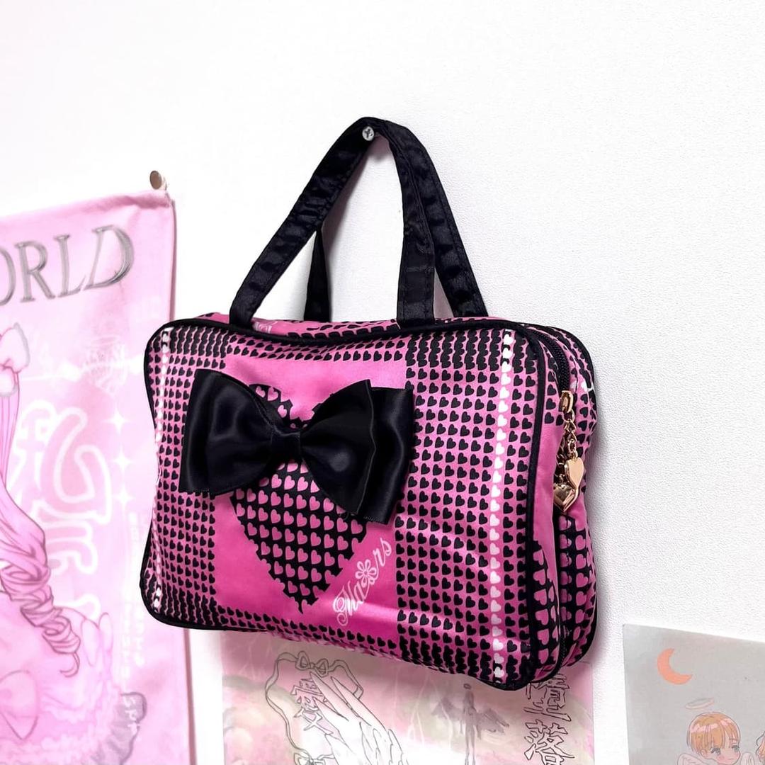 MA*RS마즈 블랙핑크 하트체크 리본 미니백&파우치 히메 오네갸루 핀터 | 후루츠패밀리