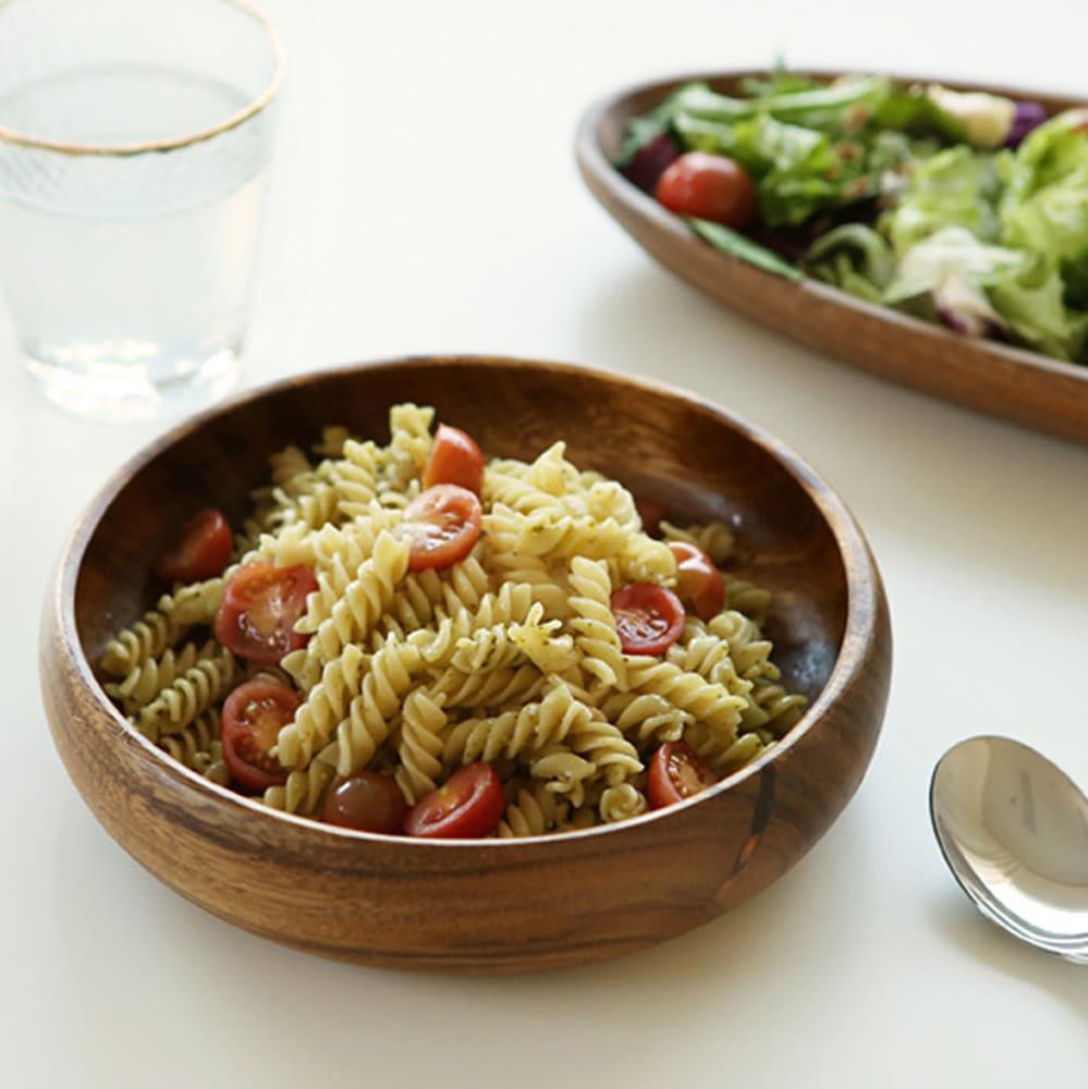 우드 샐러드볼 시리얼 요거트볼 디저트 아이스크림 원형 트레이 8인치