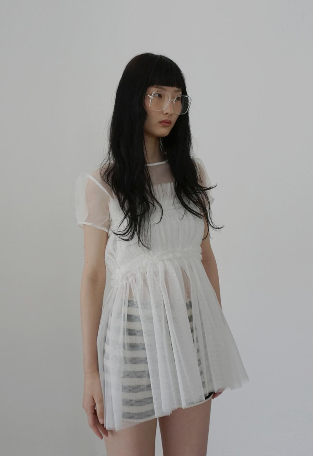 Seethrough Chiffon Blouse, 2color