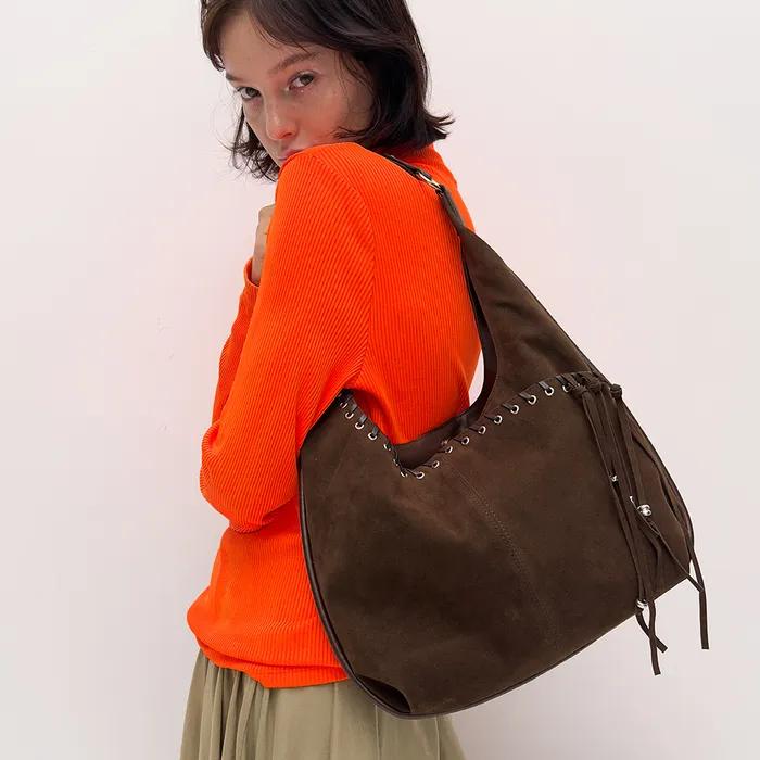medium slash hobo bag (suede brown)