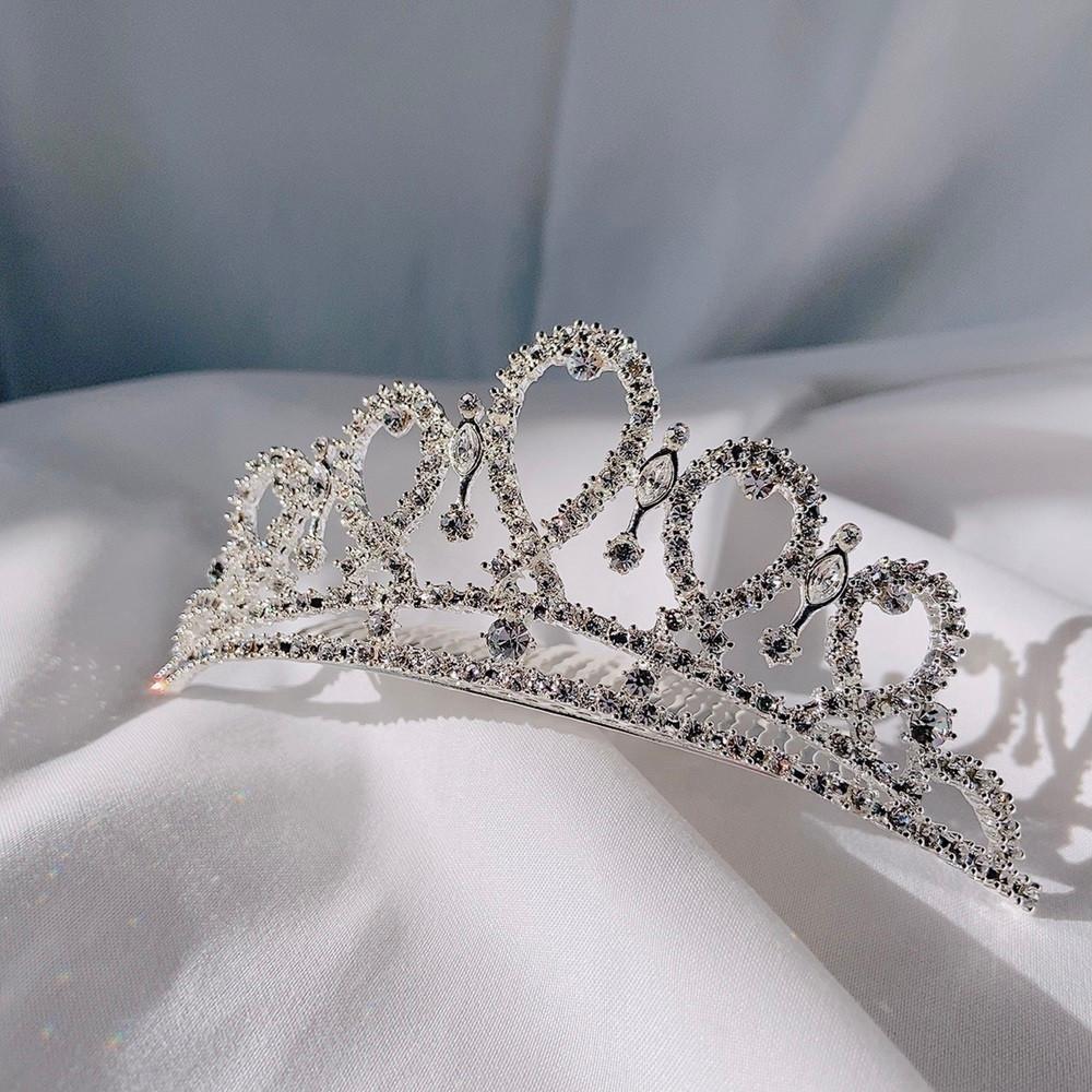 궁전 고퀄리티 스왈 큐빅 티아라 왕관 빗 헤어 머리 핀