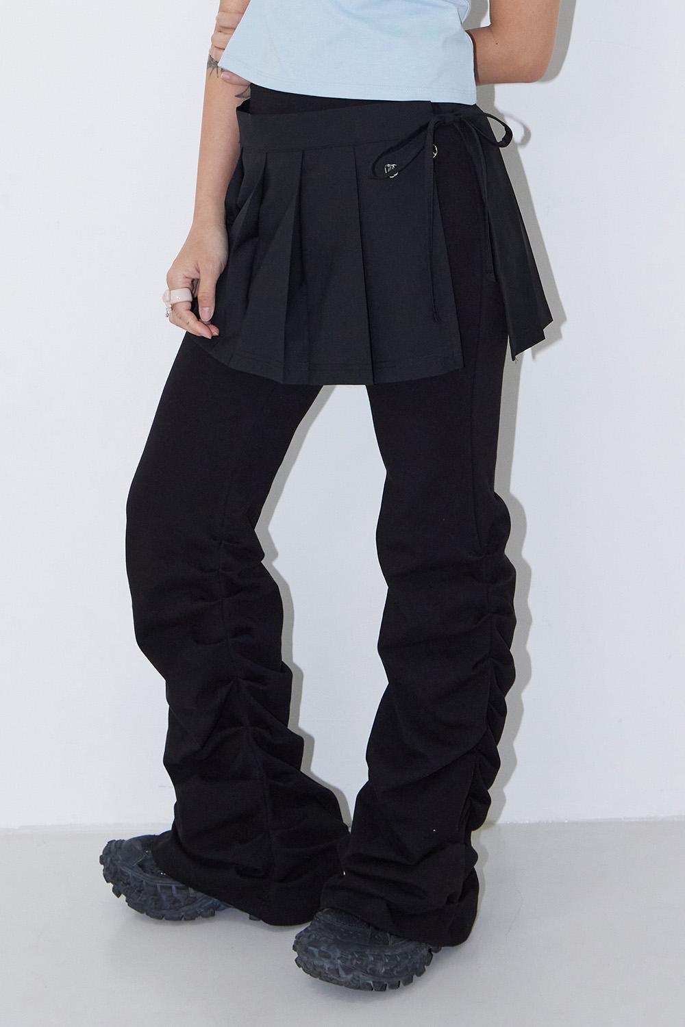 Giselle Pleated Wrap Skirt_BLACK