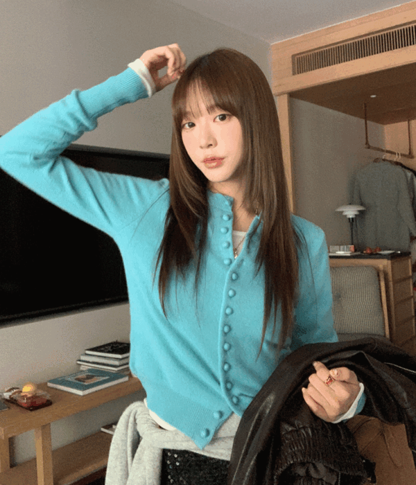 반하니 베드닌❤️라운드 콩버튼 베이직 어텀 니트 가디건 2color