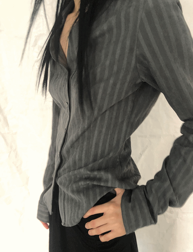 더에펠 마티 스트라이프 스웨이드 셔츠 (3color)