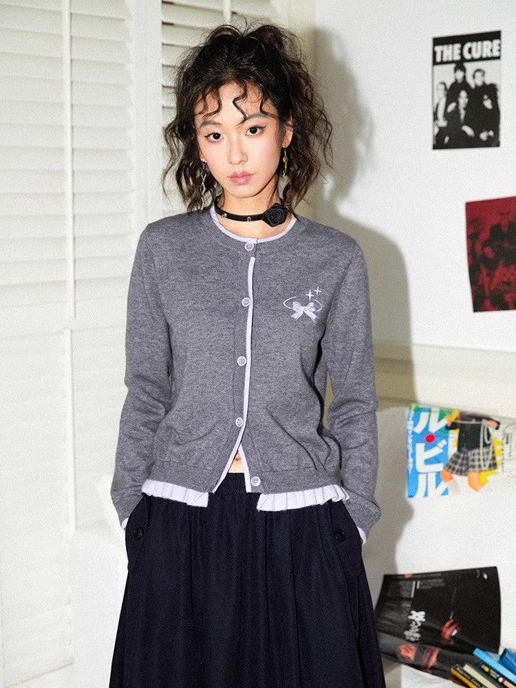 Fake two-piece knit cardigan【s0000011112】