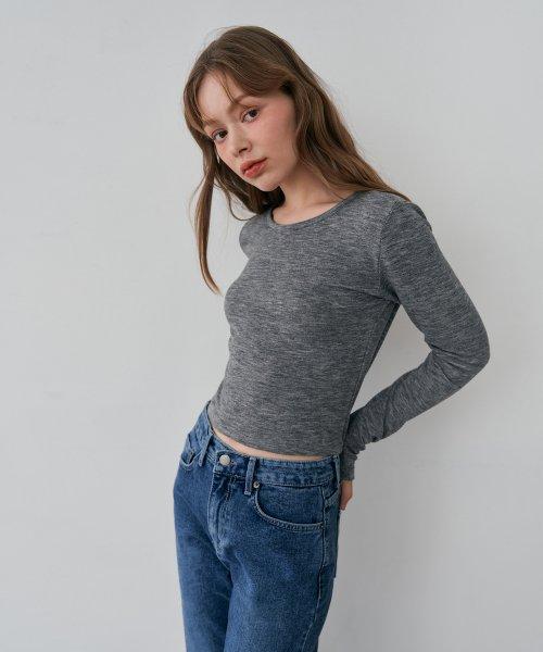 레이어드 슬림 롱슬리브  (멜란그레이)