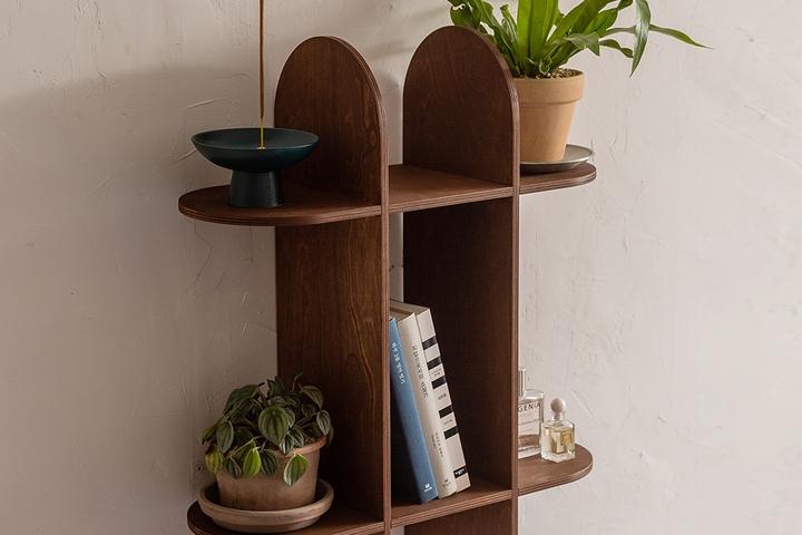 우드 슬림 라인 2단 선반 스탠딩 벽걸이 겸용 2colors