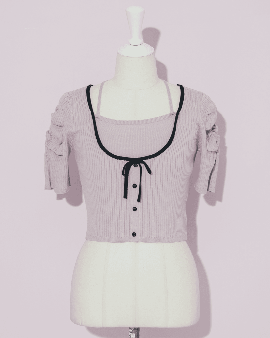 バイカラーレイヤードニットトップス