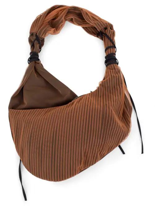 TULLE PLEATED BAG - SPACE BLACK/CHESTNUT
