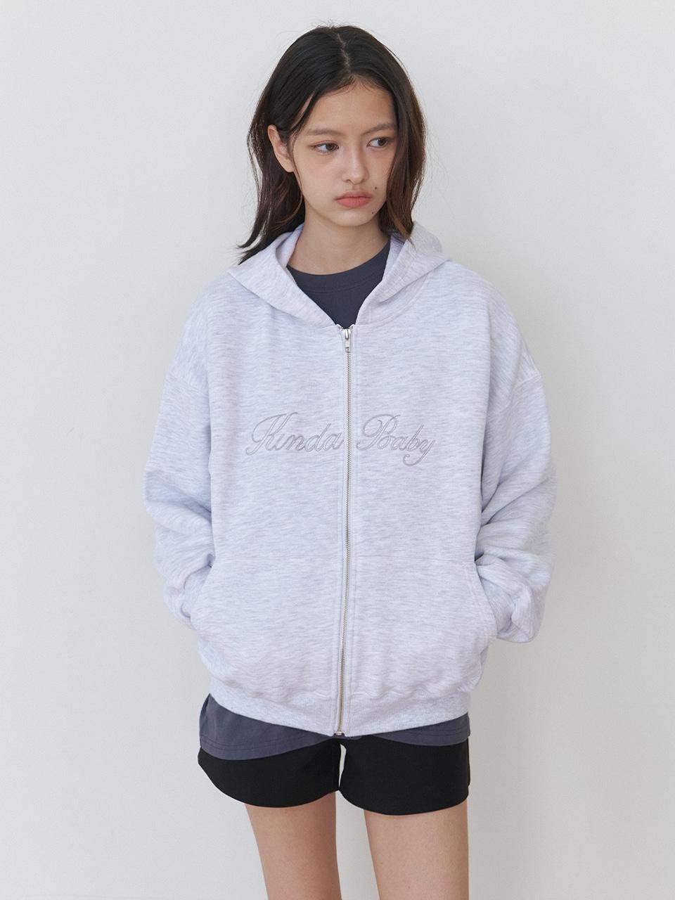 cozy stitch zip-up hoodie - soft melange gray