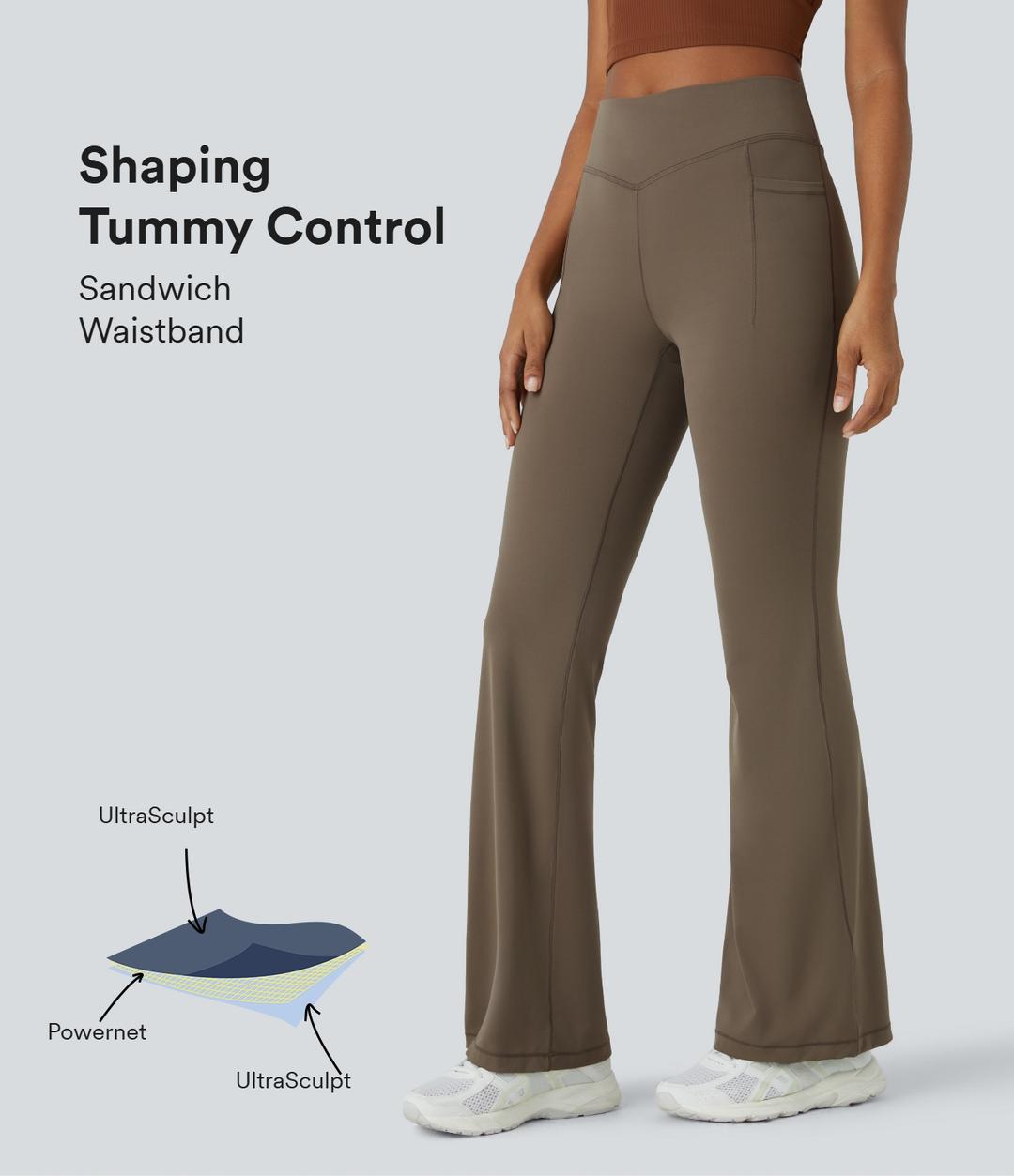 Halara UltraSculpt™ 미드웨이스트 복부 보정 사이드 포켓 런닝 일반 기장 플레어 레깅스