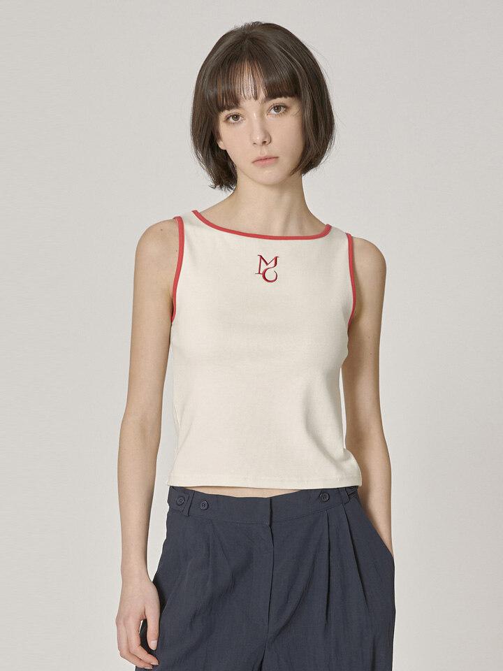 two-way logo sleeveless - Ivory