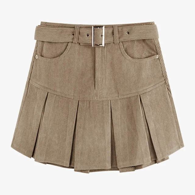 NS14403* 하이웨스트 코듀로이 주름 미니 스커트