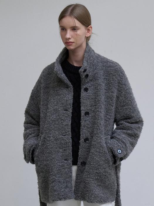부클 차이나 울 자켓 차콜 L314